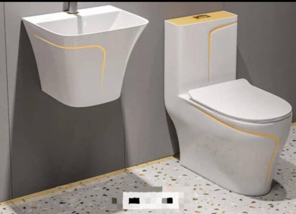 LUXURY WC & HANGING BASIN GOLD LINE